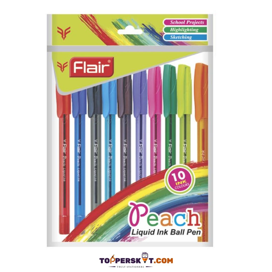 Flair Peach Liquid Ink Colour Ball Pen Set ( Pack of 10 )