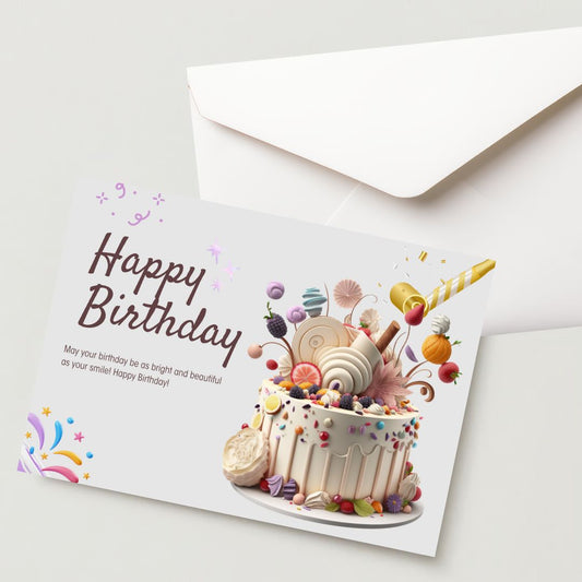 Premium Birthday Card with Envelope 300 GSM Cold-Pressed Paper (Pack of 1)