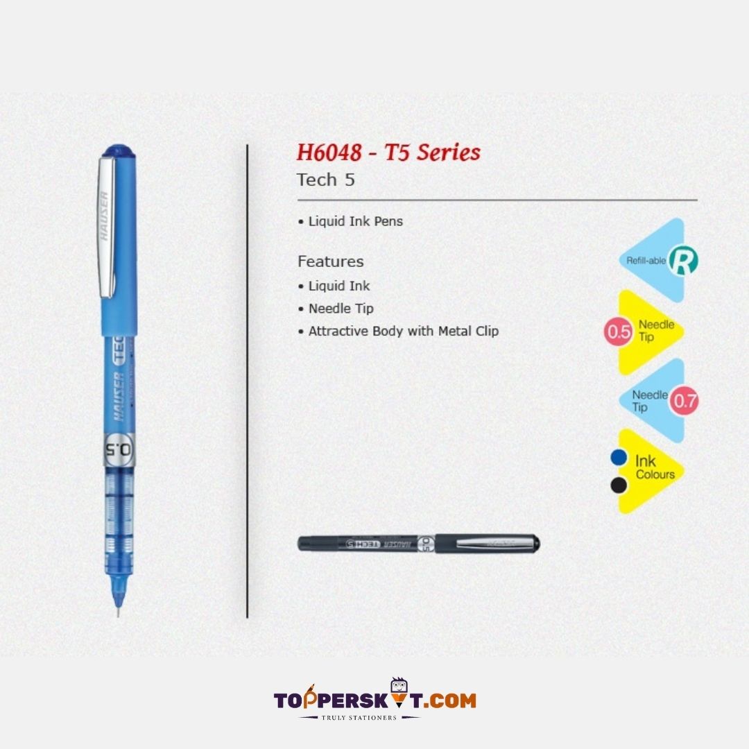 Hauser Tech 5 Liquid Ink Gel Pen – Blue: Precision and Innovation at Your Fingertips ( Pack of 1 )