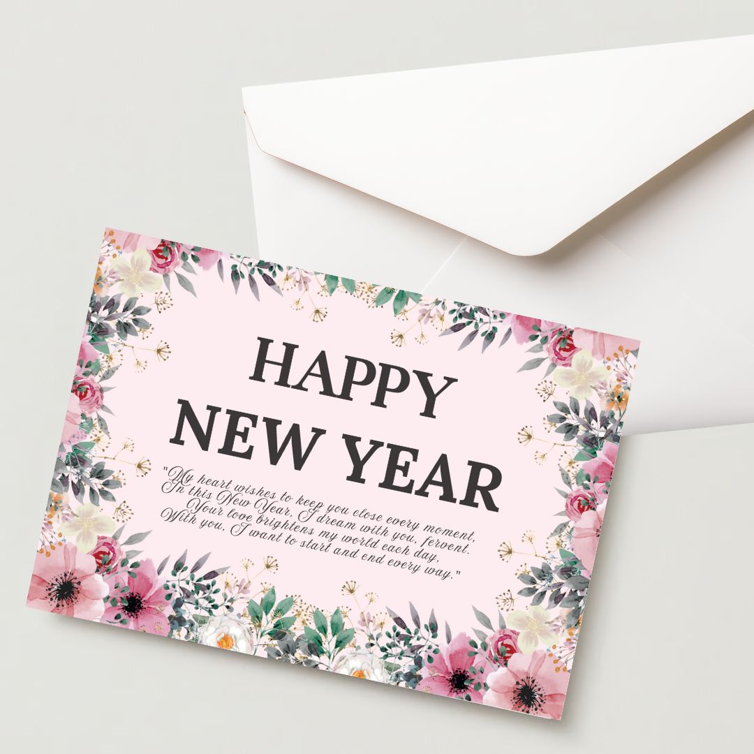 New Year Greeting Card – 300 GSM, Cold Pressed, 1 Card with Envelope