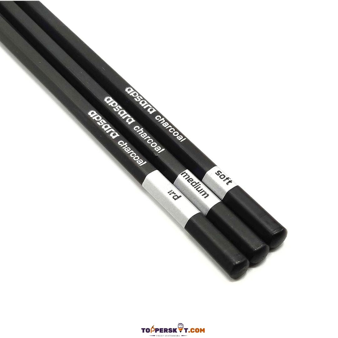 Apsara Charcoal Pencil - Smooth and Rich Sketching Tool (Set of 3)