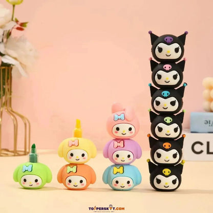 Cute Kuromi Design Stack & Shine Fluorescent Highlighter Pens (Pack of 6)