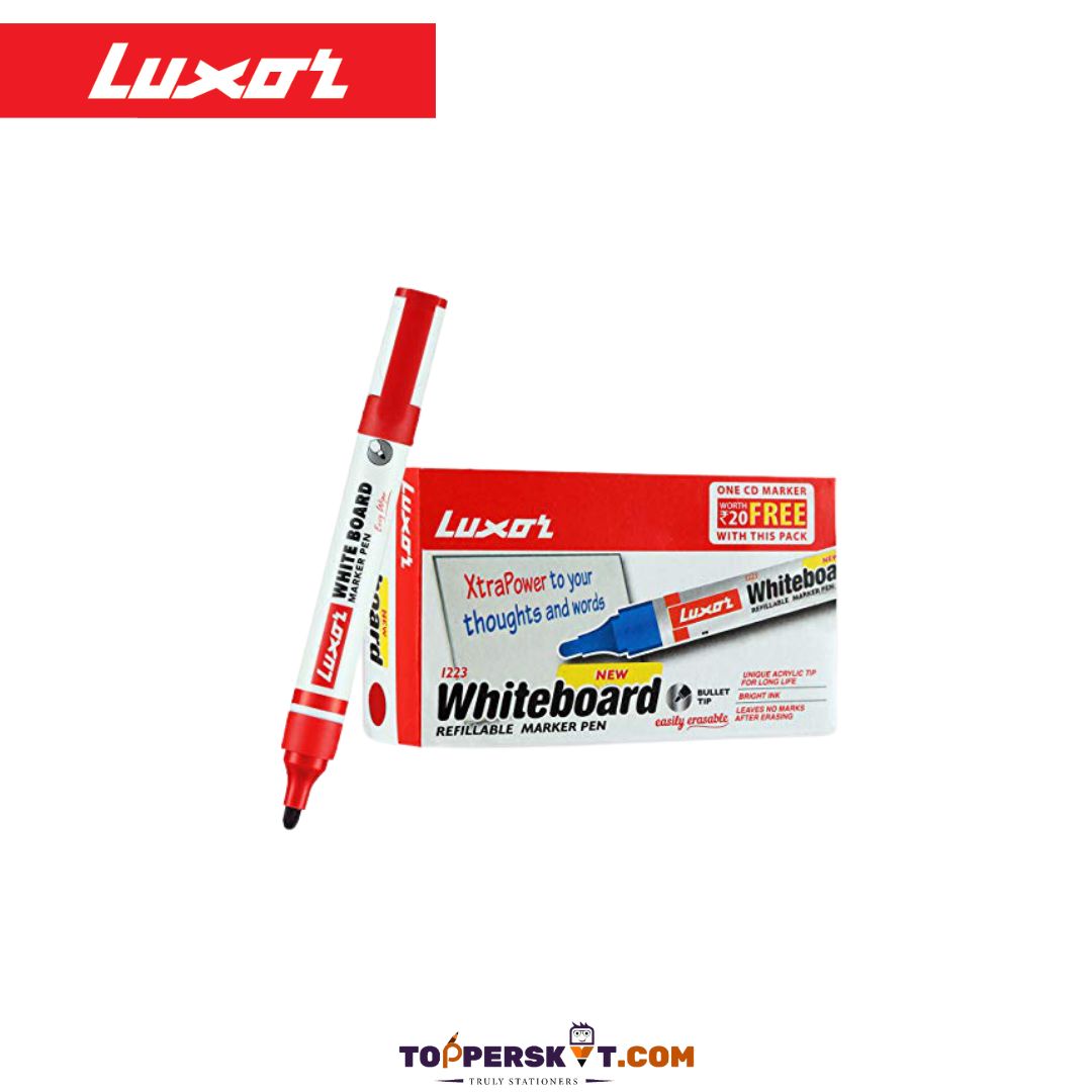Luxor Whiteboard Marker-Red : Effortless Writing, Easy Erasability ( Pack of 1 ) - Topperskit LLP