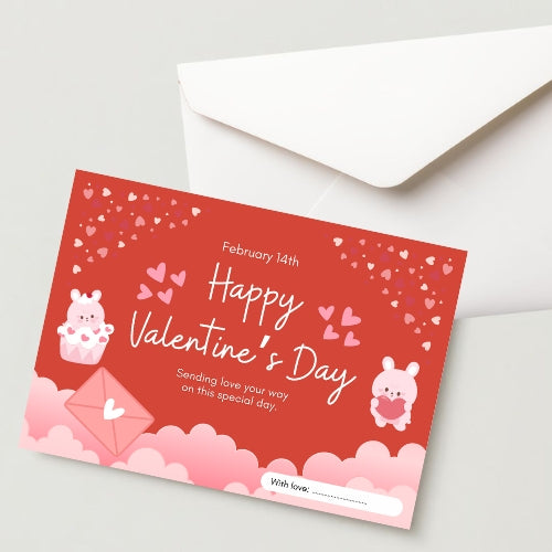 Premium Valentine's Day  Greeting Card 300 GSM Cold Pressed Paper with 1 Envelope