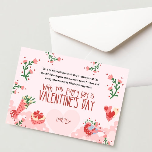 Premium Valentine's Day Greeting Card 300 GSM Cold Pressed Paper with 1 Envelope