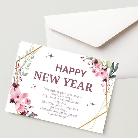 New Year Greeting Card – 300 GSM, Cold Pressed, 1 Card with Envelope