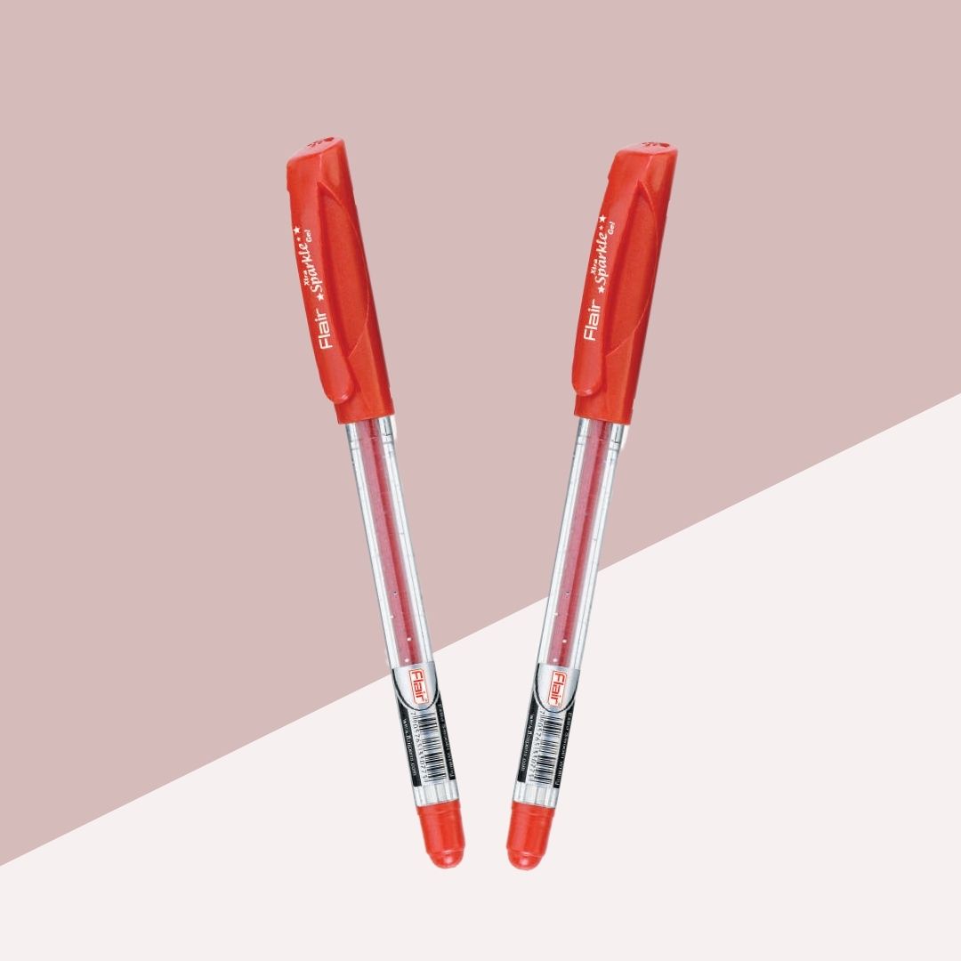 Flair Glitter Xtra Sparkle Gel Pen - Red : Elevate Your Creations with Vibrant Glamour and Sophistication ( Set of 2 ) - Topperskit LLP