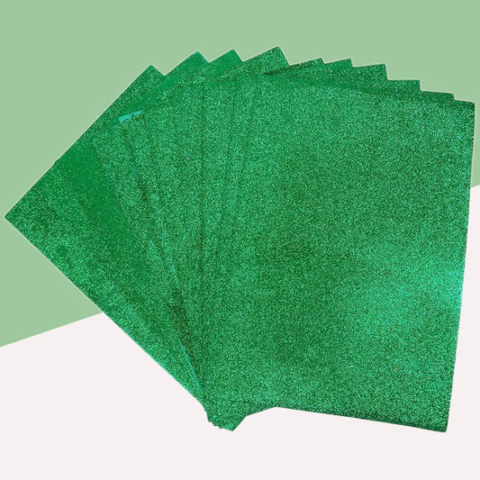 A4 Glitter Paper-Sparkling Green ( Pack of 10 )