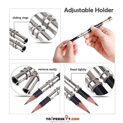 Pencil Extender/Lengthener with Metal Heads: Extend the Life of Your Pencils! ( Pack of 1 ) - Topperskit LLP