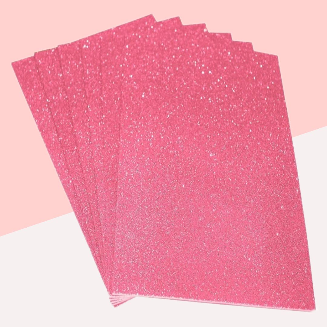 A4 Glitter Paper-Sparkling Pink ( Pack of 10 ) - Topperskit LLP