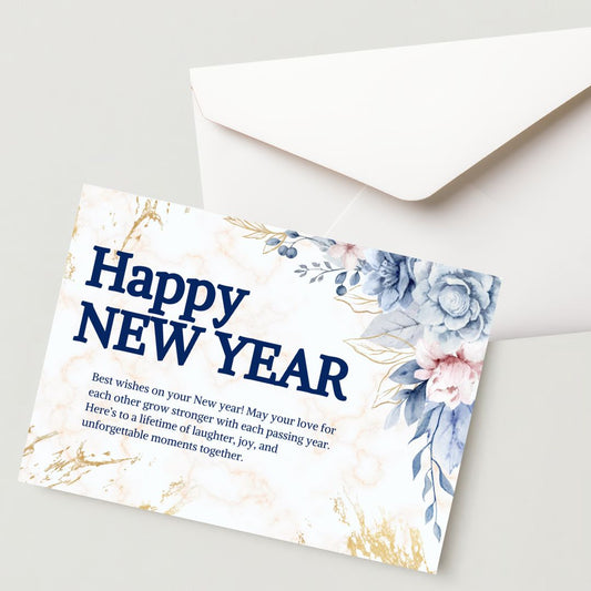 New Year Greeting Card – 300 GSM, Cold Pressed, 1 Card with Envelope