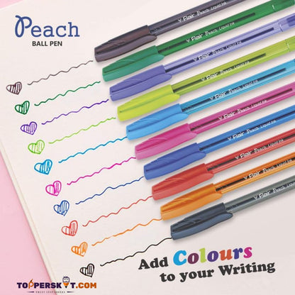 Flair Peach Liquid Ink Colour Ball Pen Set ( Pack of 10 )