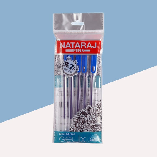 Nataraj Gelix Gel Pens  – Blue: Effortless Precision for Your Writing Journey ( Pack of 5 ) - Topperskit LLP