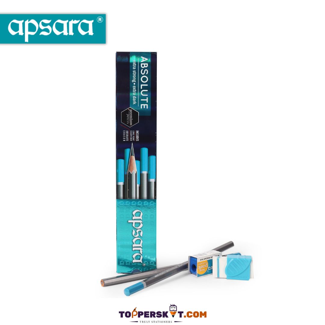 Apsara Absolute Extra Dark Pencil : Premium Wooden Graphite Pencils for Exceptional Writing and Drawing ( Pack Of 10 ) - Topperskit LLP