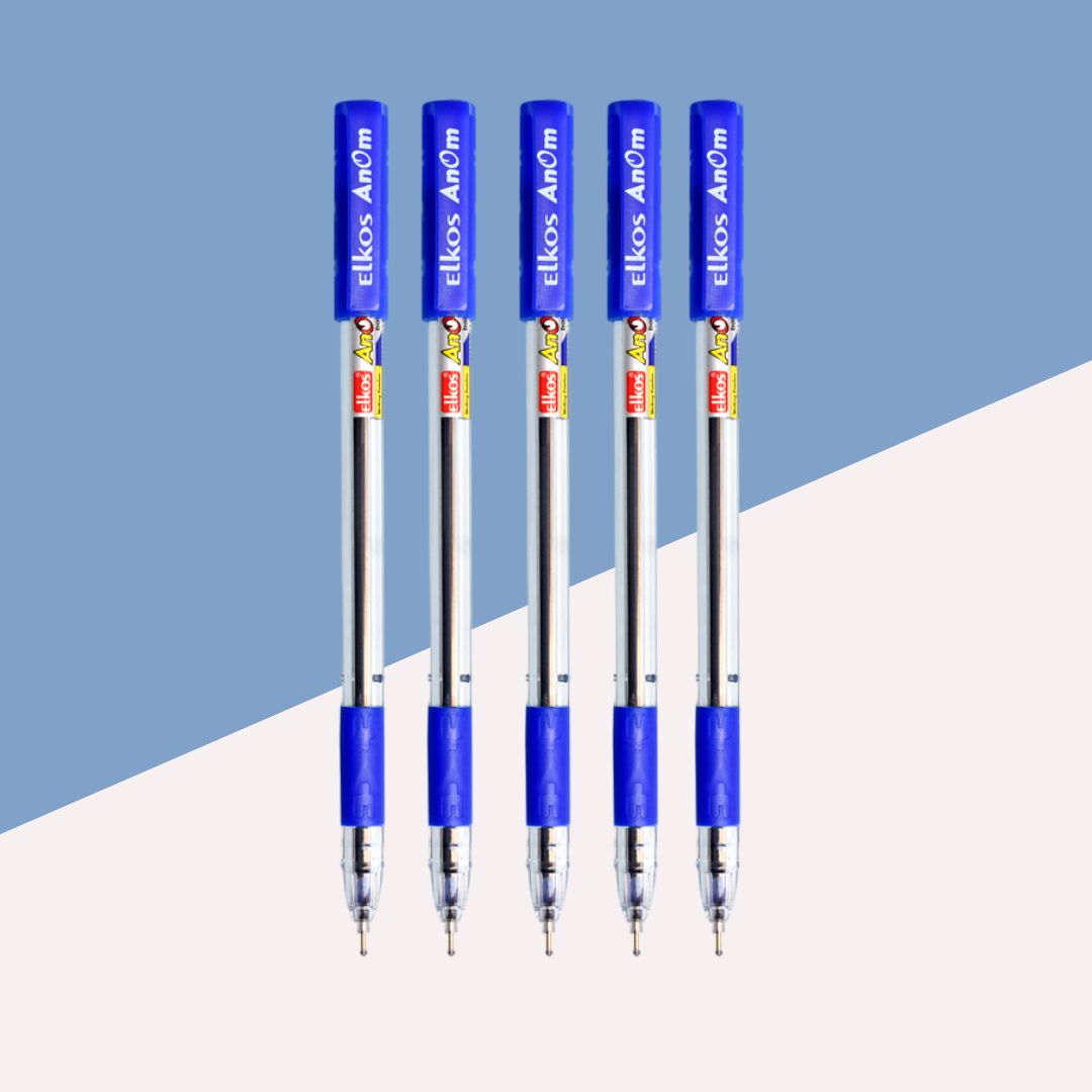 Elkos Anom Ball Pen - Blue: Your Reliable Writing Companion ( Pack of 5 ) - Topperskit LLP