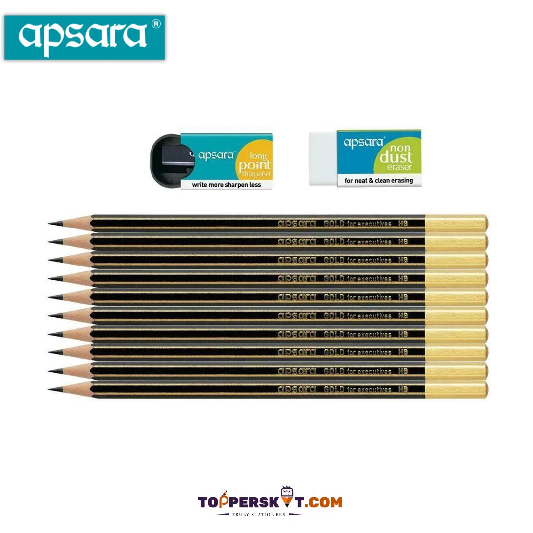 Apsara Gold HB Pencil Set: Elegance and Reliability in Writing ( Pack Of 10 ) - Topperskit LLP