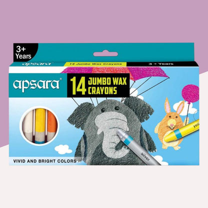 Apsara 14 Jumbo Wax Crayon Set : Vibrant Expression ( Pack of 14 ) - Topperskit LLP