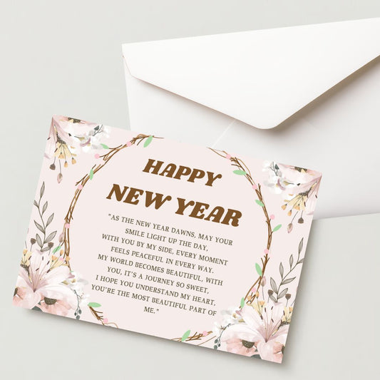 New Year Greeting Card – 300 GSM, Cold Pressed, 1 Card with Envelope