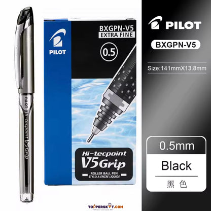 Pilot Hi-Tecpoint V5 Grip Roller Ball Pen - 0.5mm Extra Fine-Black (Pack of 1)