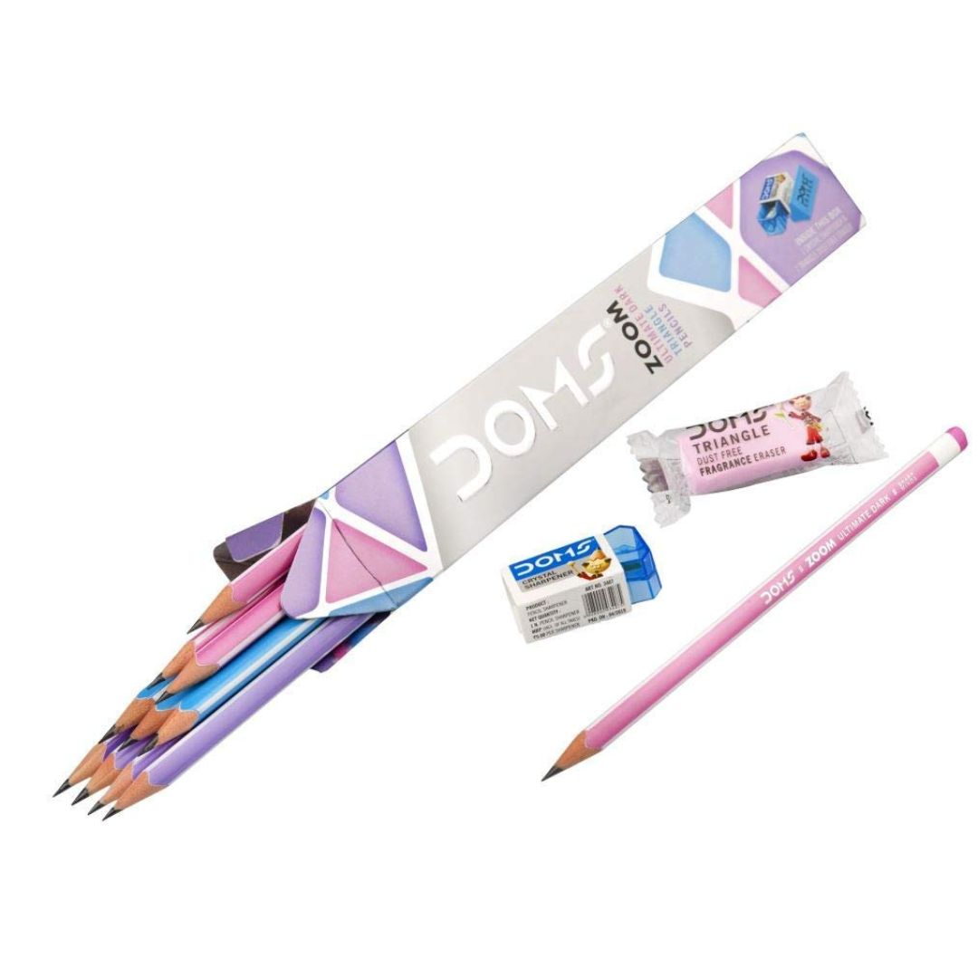 Doms Zoom Ultimate Dark Triangle Pencils for Precision Writing Excellence ( Pack Of 10 ) - Topperskit LLP