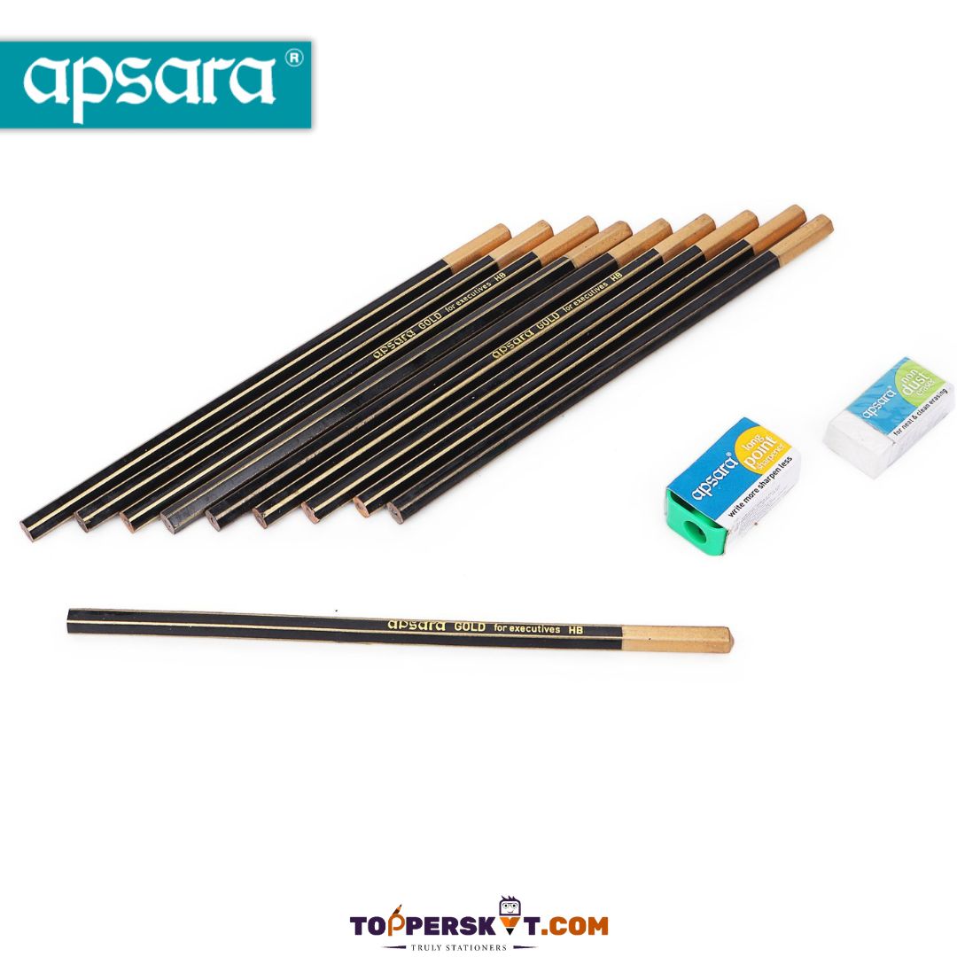 Apsara Absolute Extra Dark Pencil : Premium Wooden Graphite Pencils for Exceptional Writing and Drawing ( Pack Of 10 ) - Topperskit LLP