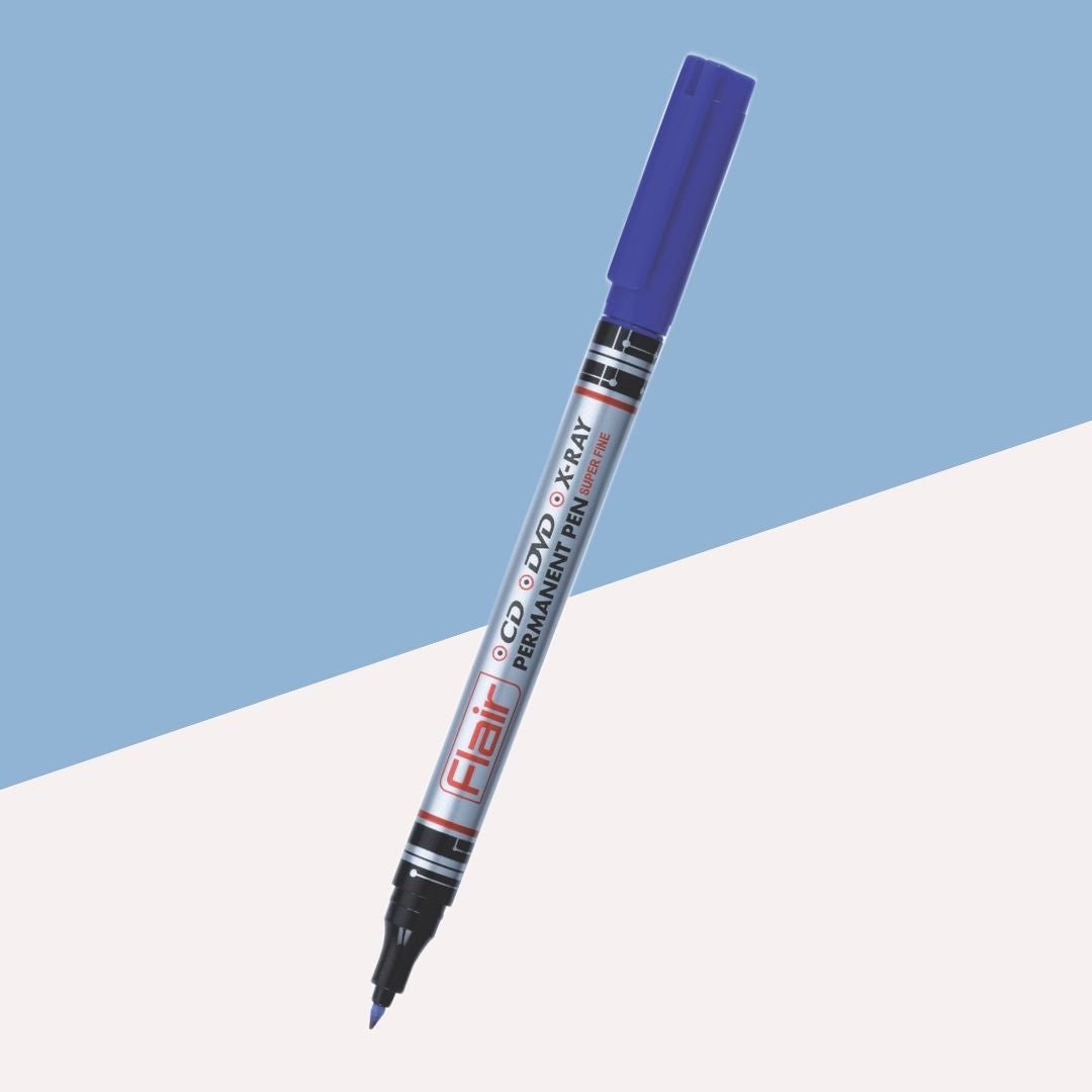 Flair Permanent CD Marker Pen - Blue : Quick-Dry, Ultra-Fine, and Long-Lasting ( Pack Of 1 ) - Topperskit LLP