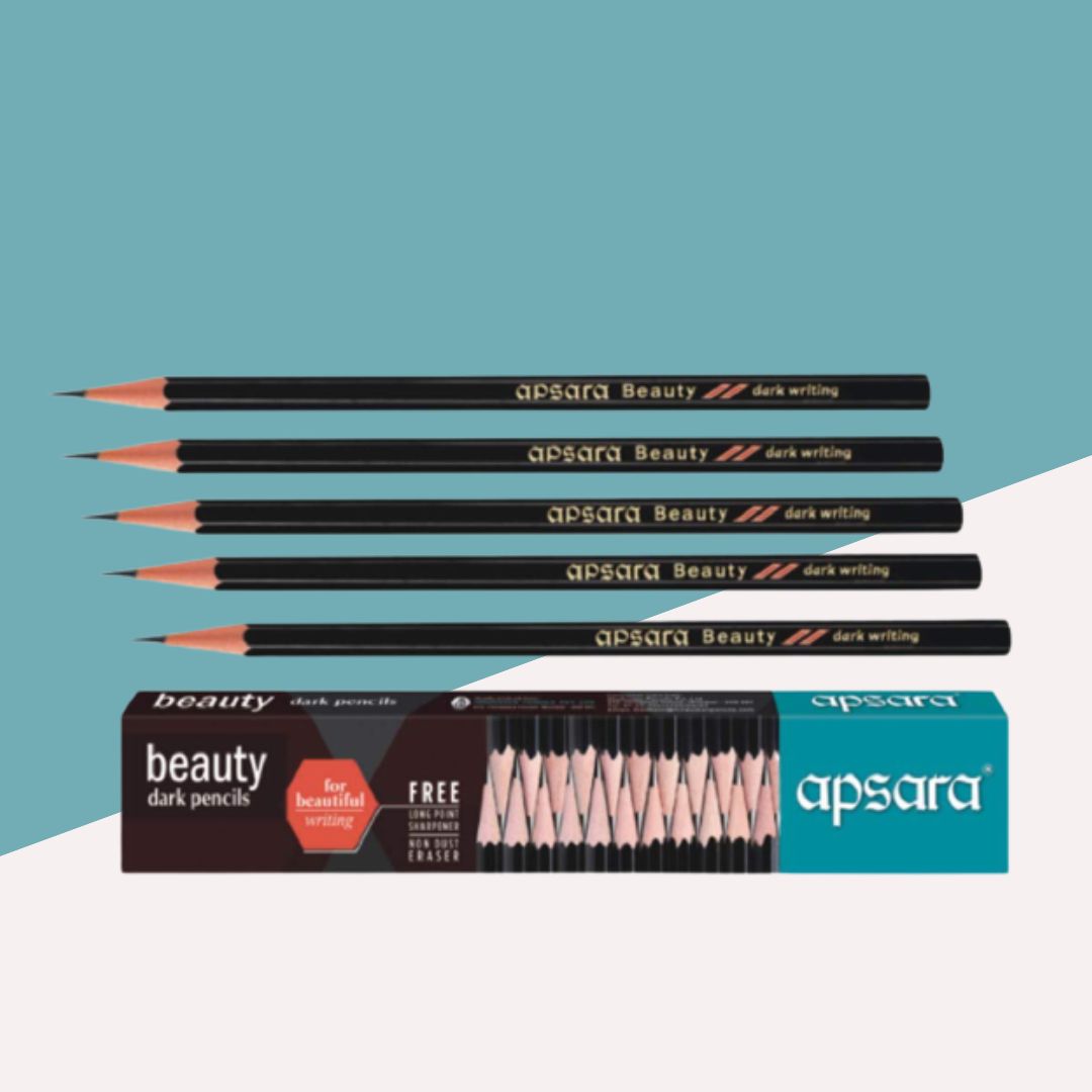 Apsara Beauty Dark Pencils : Wooden Pencils with Sharpener and Eraser ( Pack of 10 ) - Topperskit LLP