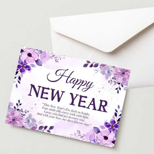 New Year Greeting Card – 300 GSM, Cold Pressed, 1 Card with Envelope