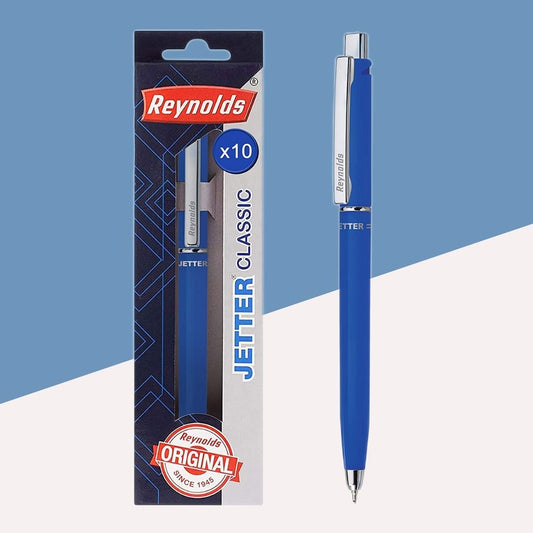 Reynolds Jetter Classic Ballpoint Pen - Blue : Futuristic Design, Smooth Writing ( Pack of 1 ) - Topperskit LLP