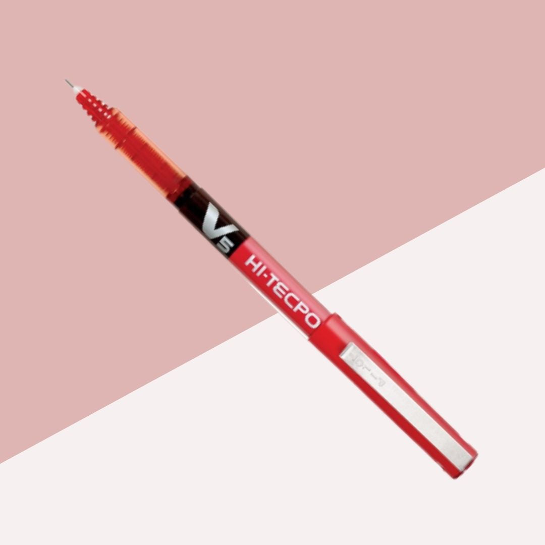 Pilot V5 Hitech Point Gel Pen – Red : Precision Redefined with Japanese Technology ( Pack of 1 ) - Topperskit LLP