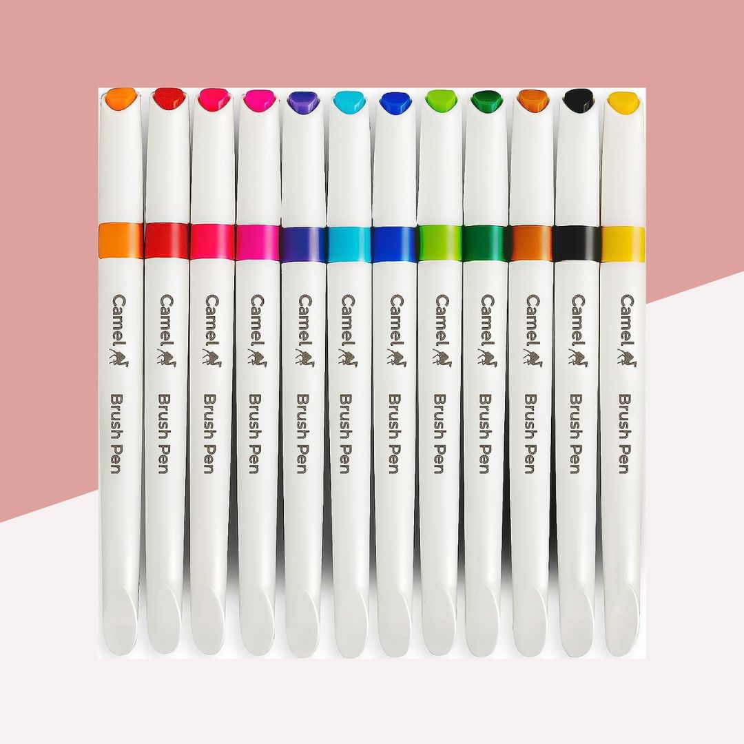 Camlin Artist Brush Pen: Vibrant Watercolor Shades ( Pack Of 12 ) - Topperskit LLP