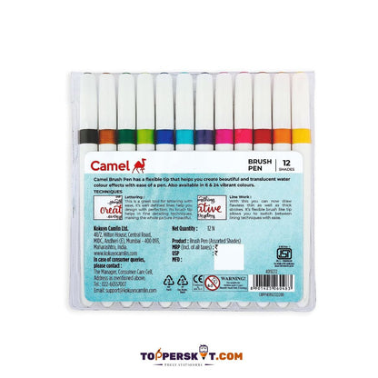 Camlin Artist Brush Pen: Vibrant Watercolor Shades ( Pack Of 12 ) - Topperskit LLP