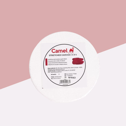 Camel Round Stretched Canvas - 4 x 4 inches : Unleash Your Creativity on a Premium Canvas (Pack of 1) - Topperskit LLP