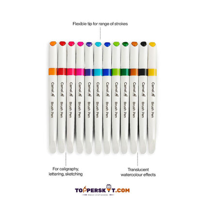 Camlin Artist Brush Pen: Vibrant Watercolor Shades ( Pack Of 12 ) - Topperskit LLP