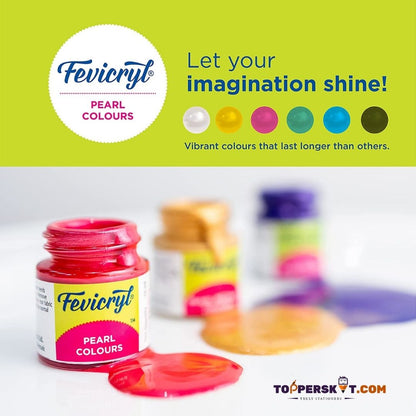 Fevicryl Rainbow Metallic Pearl Colors - Multicolour : Elevate Your Art with Sparkling Brilliance ( Pack of 6 ) - Topperskit LLP