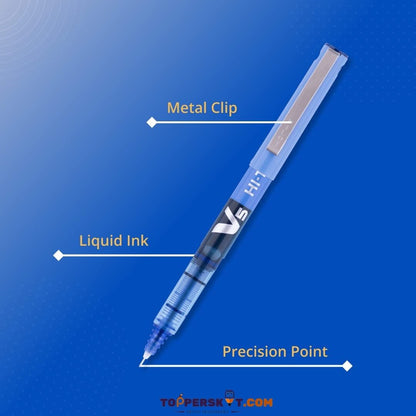 Pilot V5 Hitech Point Gel Pen – Blue: Precision Redefined with Japanese Technology ( Pack of 1 ) - Topperskit LLP