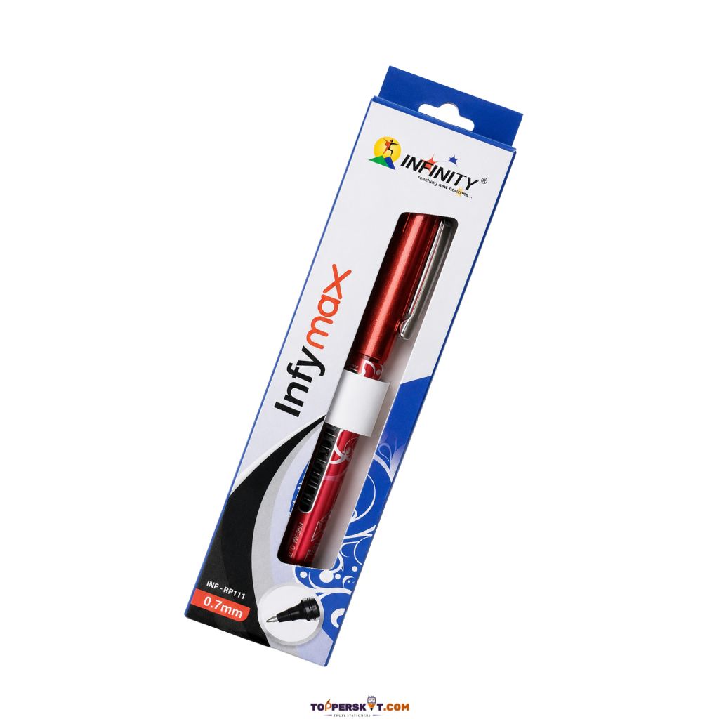 INFINITY Infy Max Rollerball Pen Red - Ink and Tip View