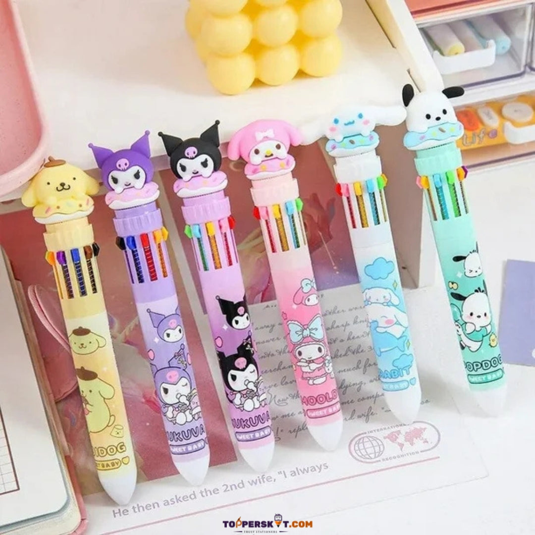 Multicolor 10-in-1 Retractable Pen – Fun & Functional (Pack of 1)