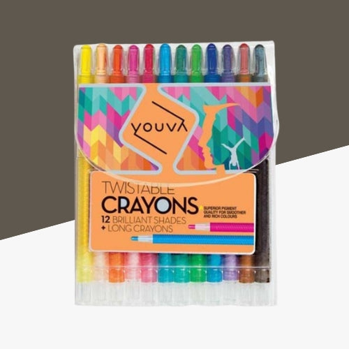 Navneet Youva Twistable Crayons- Long-Lasting, Smooth, and Rich Colors (Pack of 12)