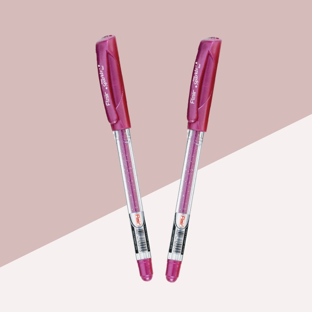 Flair Glitter Xtra Sparkle Gel Pen - Pink  : Elevate Your Creations with Vibrant Glamour and Sophistication ( Set of 2 ) - Topperskit LLP