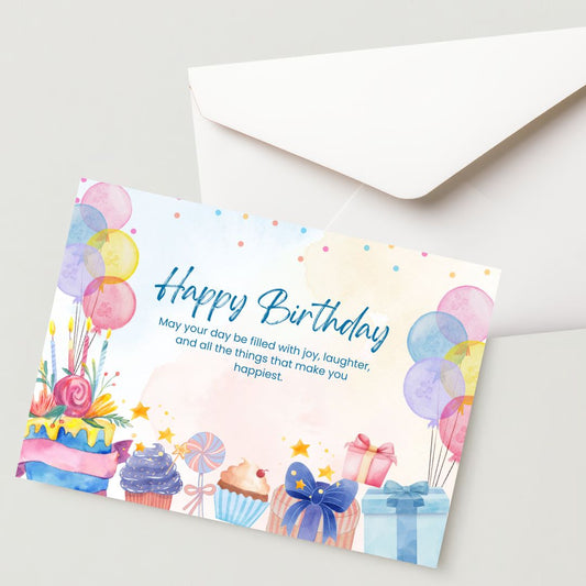 Premium Birthday Card with Envelope 300 GSM Cold-Pressed Paper (Pack of 1)