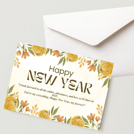 New Year Greeting Card – 300 GSM, Cold Pressed, 1 Card with Envelope