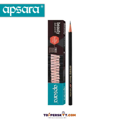 Apsara Beauty Dark Pencils : Wooden Pencils with Sharpener and Eraser ( Pack of 10 ) - Topperskit LLP