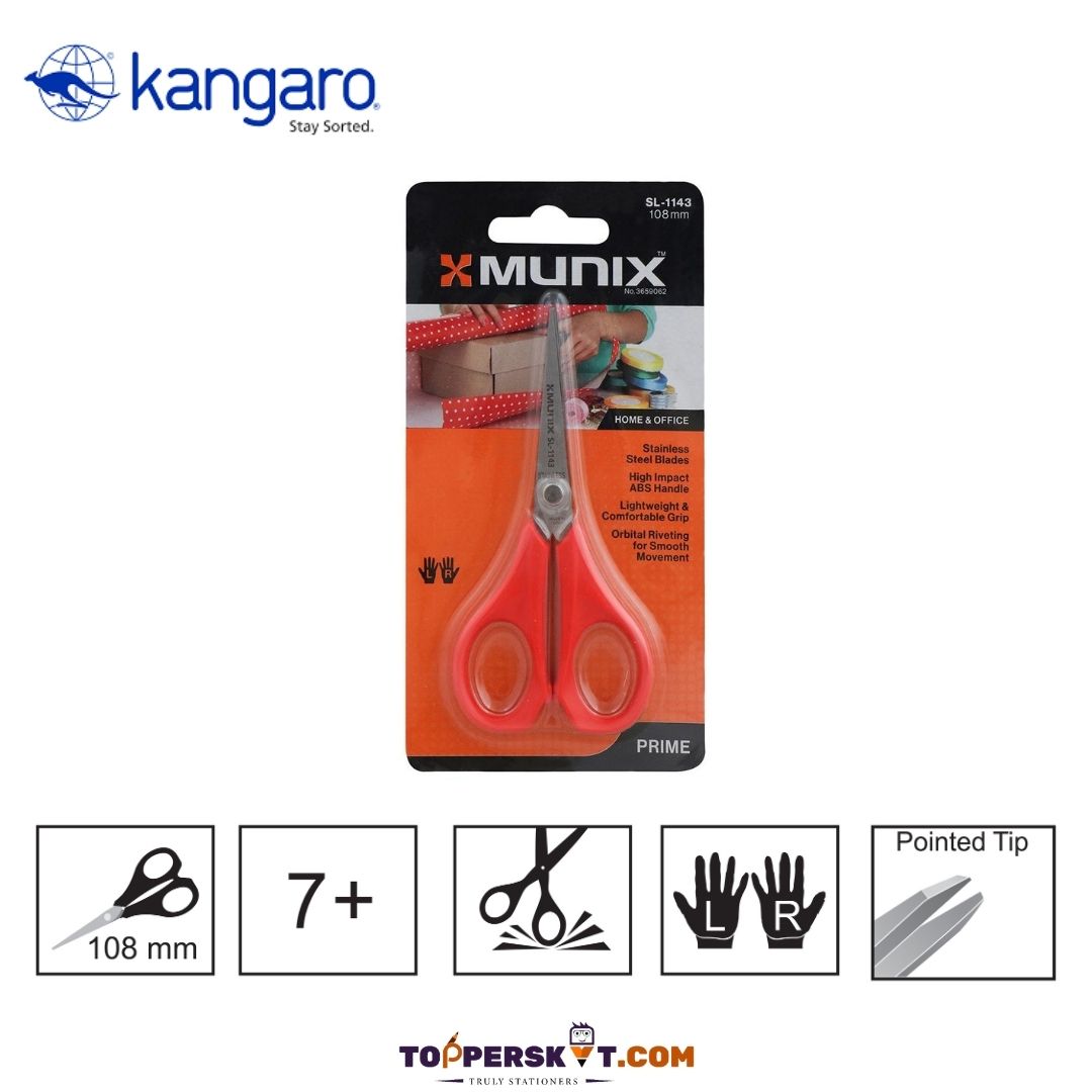 X-Munix Precision Scissors - 108mm :  Assorted Colors for Sharp and Accurate Cutting ( Pack of 1 ) - Topperskit LLP