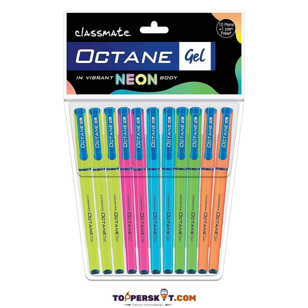 Classmate Octane Neon Body Gel Pen - Blue :Unleash Vibrancy in Every Stroke with Japanese Waterproof Ink ( Pack of 1 ) - Topperskit LLP