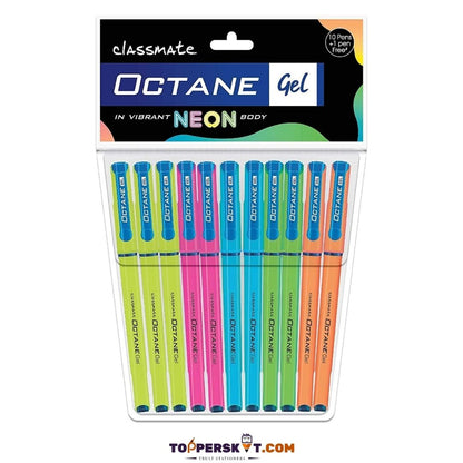 Classmate Octane Neon Body Gel Pen - Blue :Unleash Vibrancy in Every Stroke with Japanese Waterproof Ink ( Pack of 1 ) - Topperskit LLP