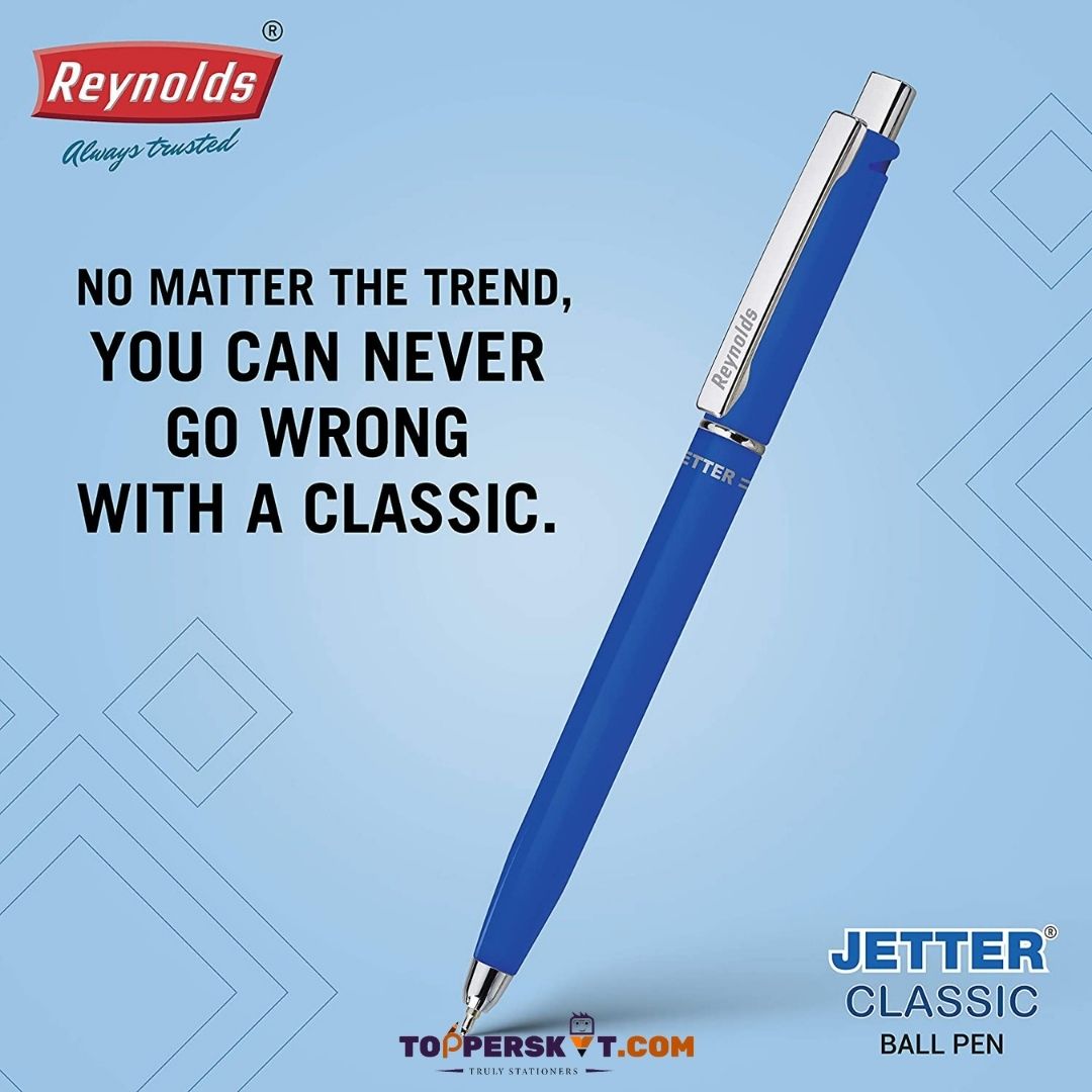 Reynolds Jetter Classic Ballpoint Pen - Blue : Futuristic Design, Smooth Writing ( Pack of 1 ) - Topperskit LLP