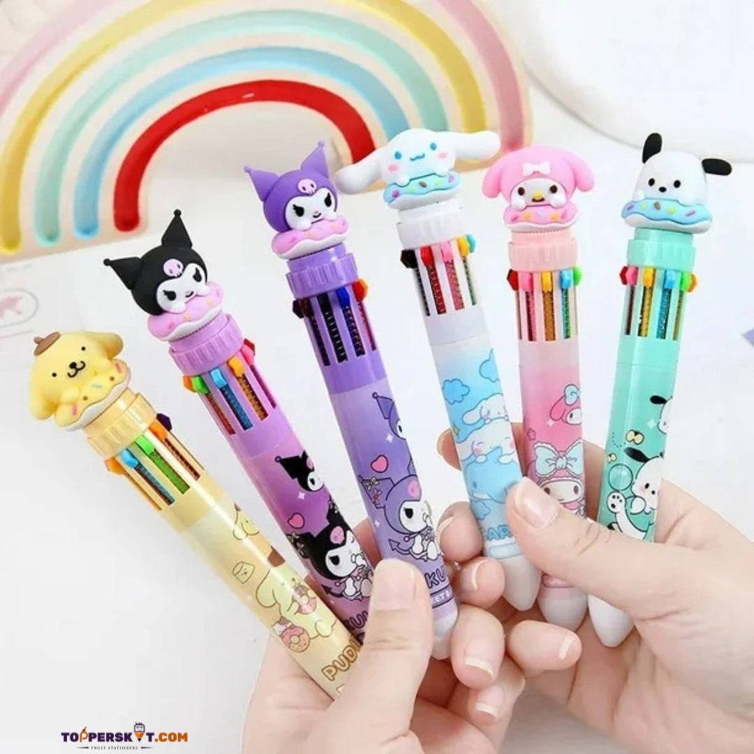 Multicolor 10-in-1 Retractable Pen – Fun & Functional (Pack of 1)