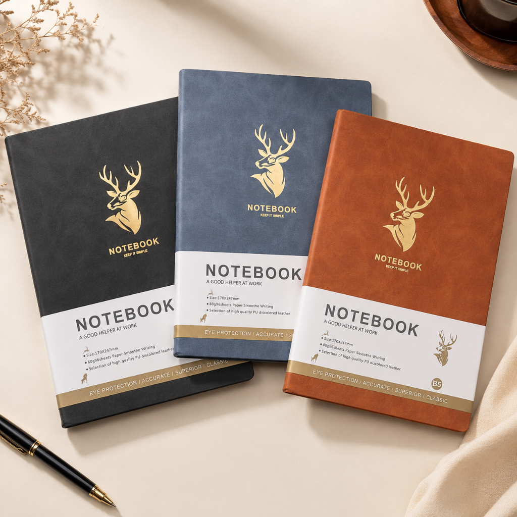 Premium B5 Deer Design Textured Ruled Notebook - 192 Pages ( Pack of 1 )