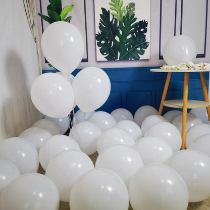 Party Balloons - Metallic White, Made from Natural Rubber Latex (Pack of 50)